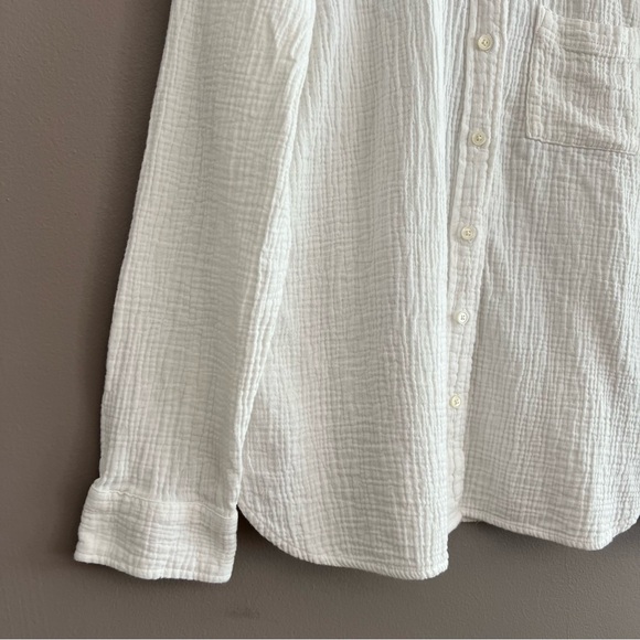 J. Crew Shirt Women's Gauze Button-Up Long Sleeve Cotton Minimalist White Sz M - Picture 5 of 12